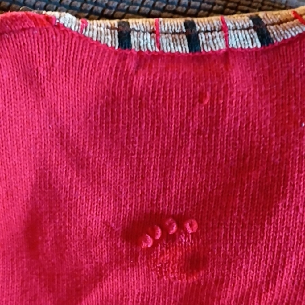 Vintage Berek Red Sweater Vest with Dog Motifs - Picture 4 of 6